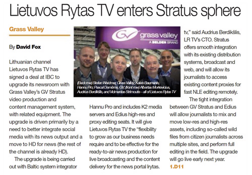 Lietuvos Rytas - GV Stratus news system upgrade