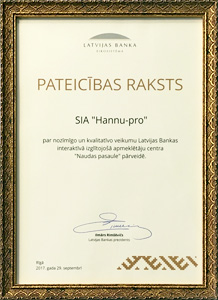 Latvijas bankas pateicibas raksts