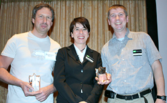 Hannu Pro takes part in Grass Valley dealer meeting at NAB 2009 and receives award